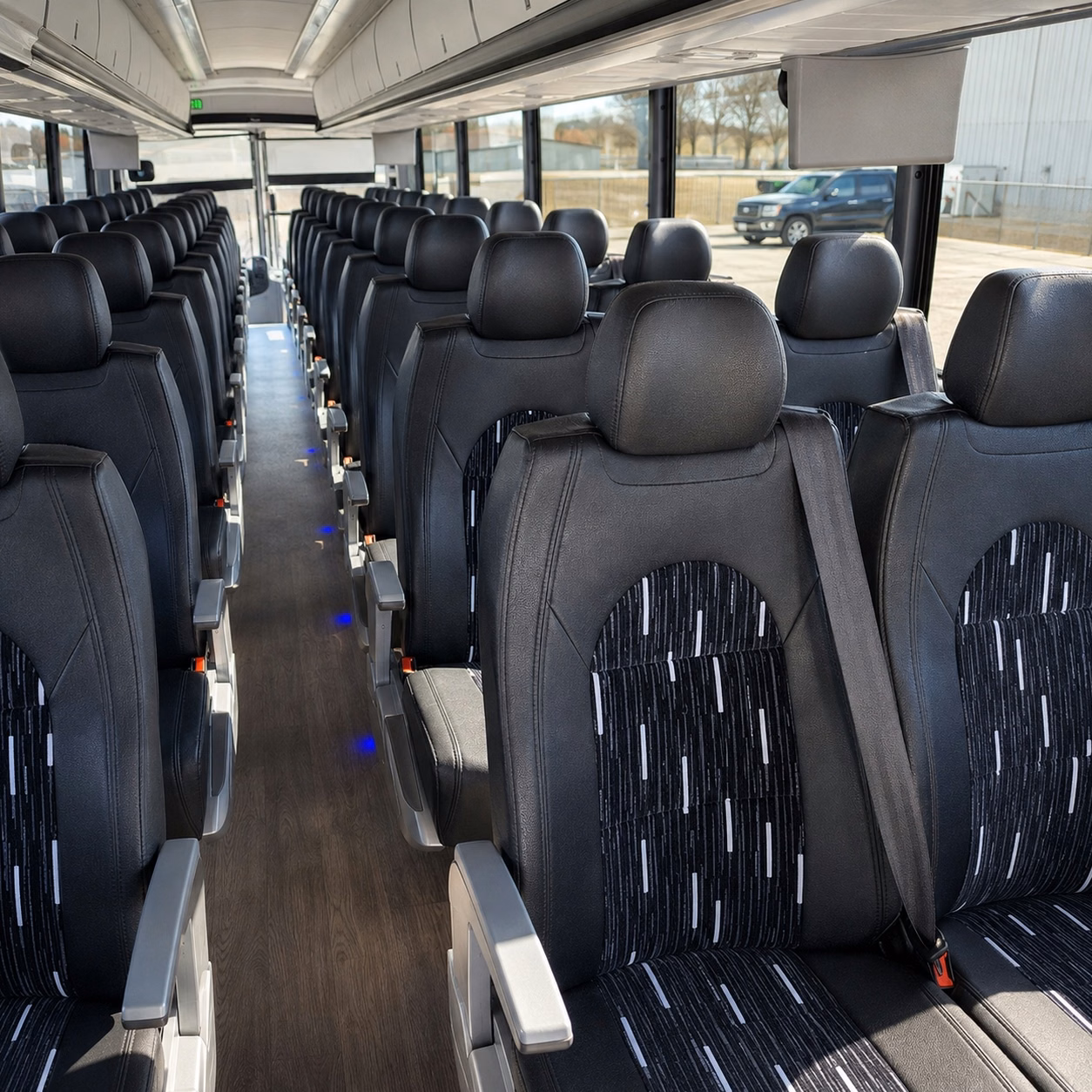 56 passenger charter bus inside